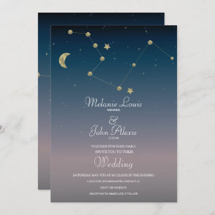 Moon Constellation Gold Foil Wedding Invitation