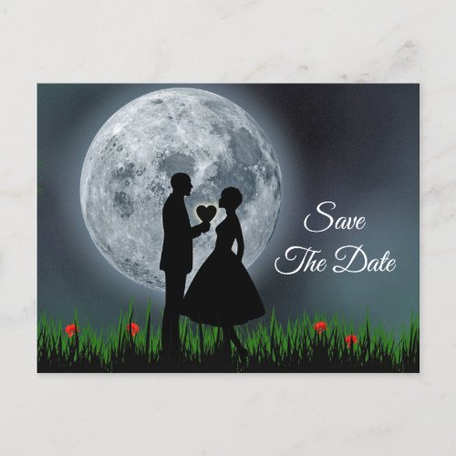 Moon Couple Save the Date Wedding Postcard