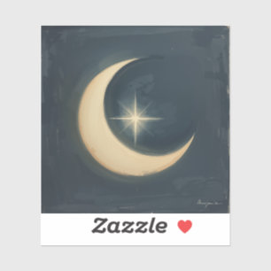 Moon Cradling a Star 🌌🎨 Sticker