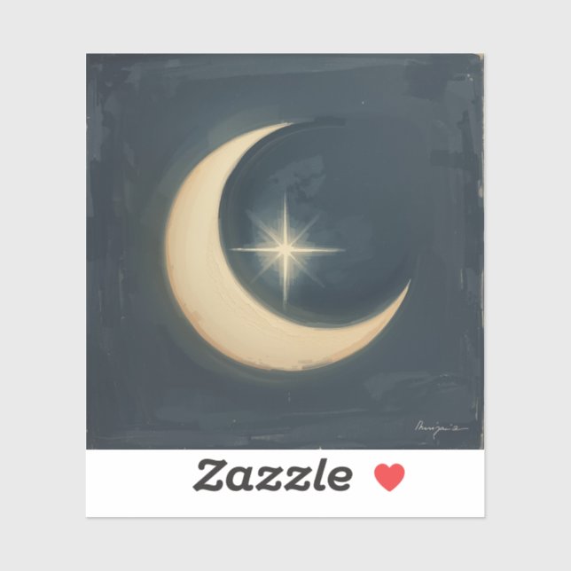 Moon Cradling a Star 🌌🎨 Sticker (Sheet)