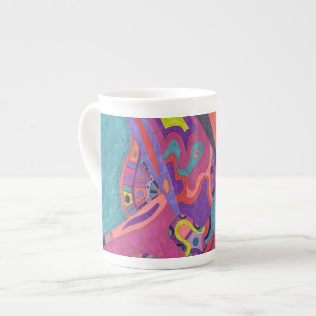 Moon Crashers, abstract art Bone China Mug (Front Left)
