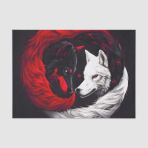 Moon Crimson Red White Wolf Tissue Paper