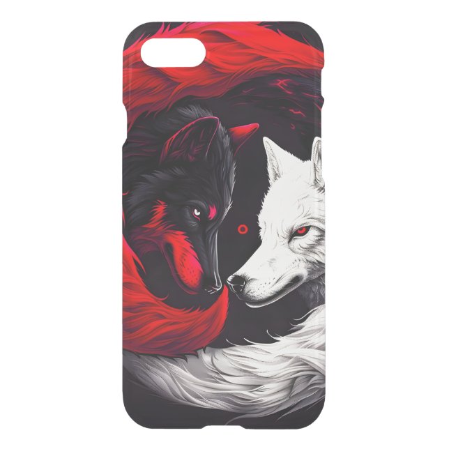 Moon Crimson Red White Wolf Uncommon iPhone Case (Back)