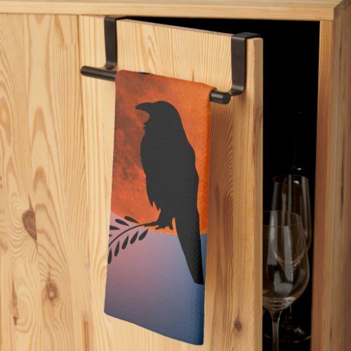 Moon  Crows Black Bird Kitchen Towel Raven