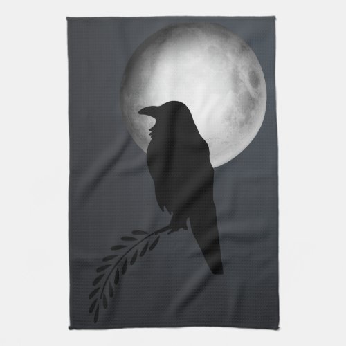 Moon  Crows Black Bird Kitchen Towel Raven
