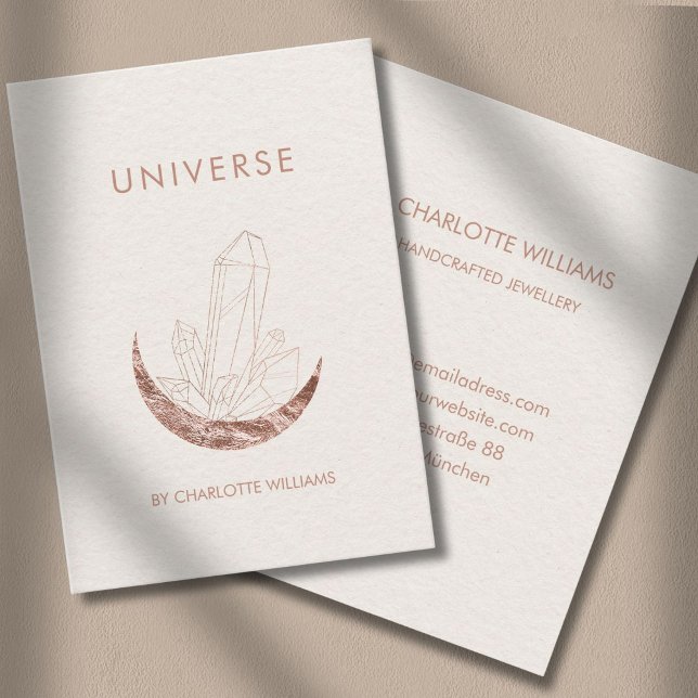  Moon Crystal Energy Healer Business Card (Moon Crystal Energy Healer Business Card - Beige -Copper.)