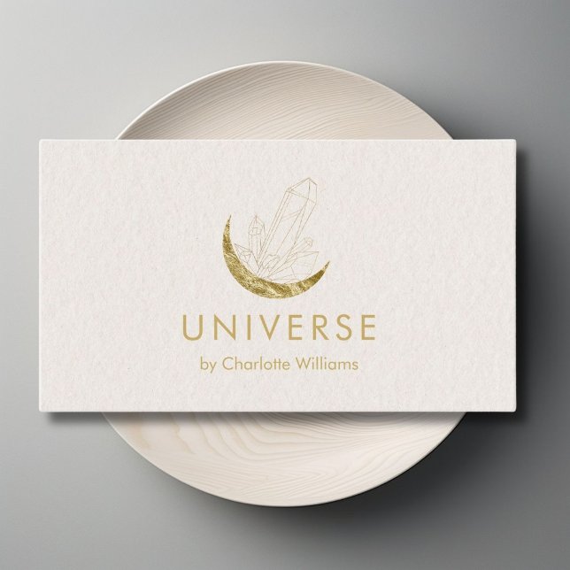 Moon Crystal Energy Healer Business Card (Moon Crystal Energy Healer QR-Code Business Card - Beige Violet)