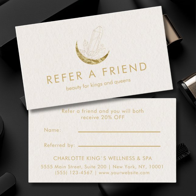 Moon Crystal Energy Healer Salon Beige Referral Card (Moon Crystal Energy Healer Salon Beige Referral Card)