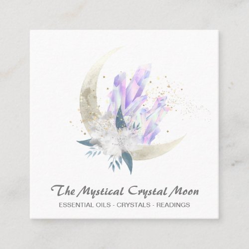 Moon Crystals Floral Cosmic Glitter  Square Business Card