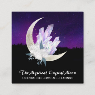 *~* Moon Crystals Floral Landscape Square Business Card