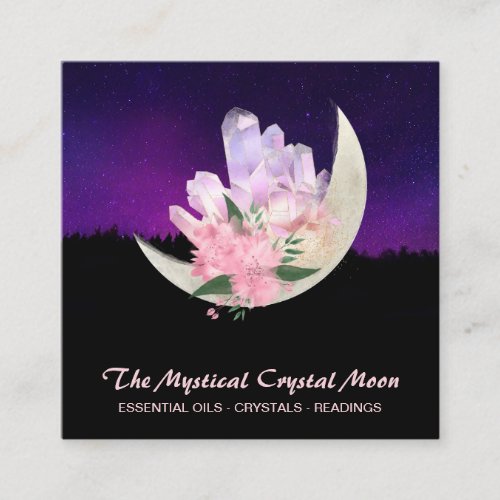  Moon Crystals Floral Landscape Square Business Square Business Card