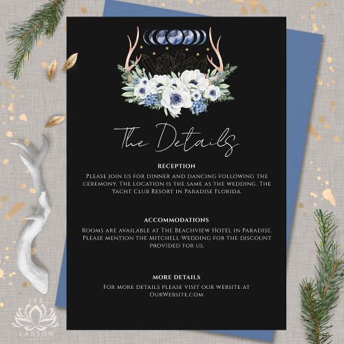 Moon Crystals Flowers Boho Metaphysical Wedding  Enclosure Card