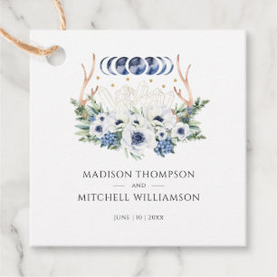 Moon Crystals Flowers Boho Metaphysical Wedding Favor Tags
