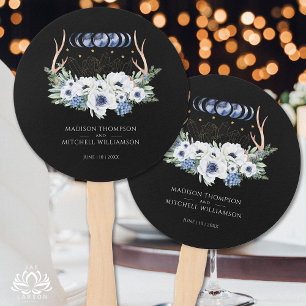 Moon Crystals Flowers Boho Metaphysical Wedding Hand Fan