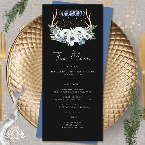 Moon Crystals Flowers Boho Metaphysical Wedding  Menu