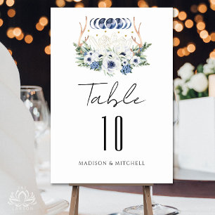 Moon Crystals Flowers Boho Metaphysical Wedding  Table Number