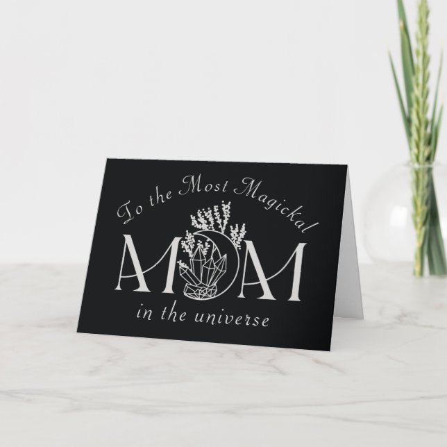 Moon & Crystals Magickal Gothic Mom Mothers Day Holiday Card (Front)