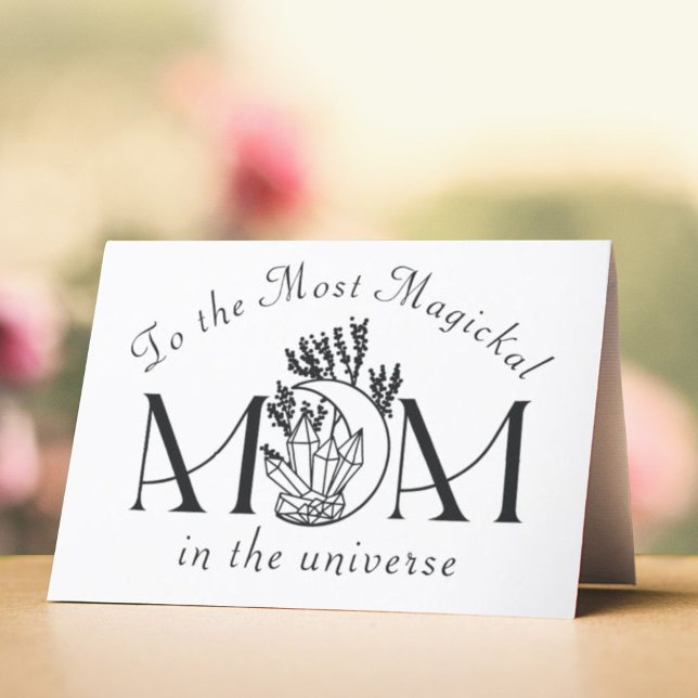 Moon & Crystals Magickal Witch Mom Mothers Day Holiday Card (Creator Uploaded)