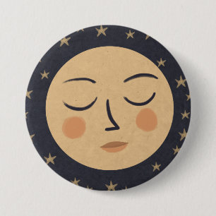 Moon cute face button