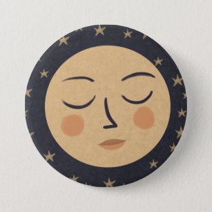Moon cute face button