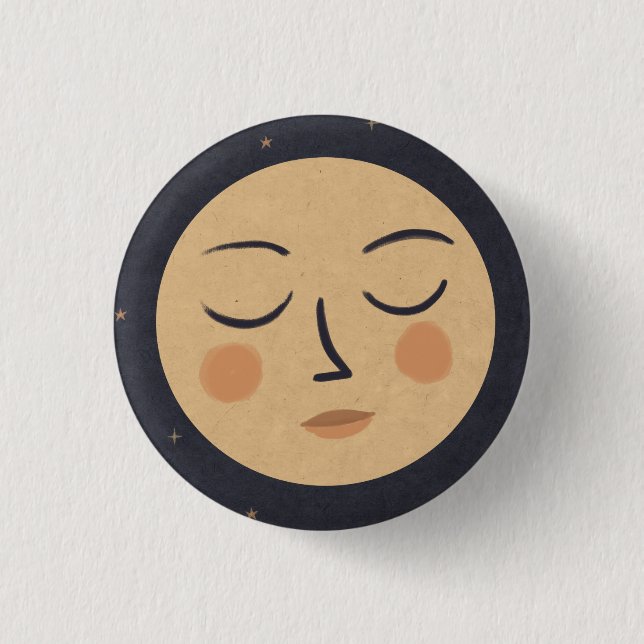 Moon cute face button (Front)
