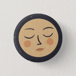 Moon cute face button