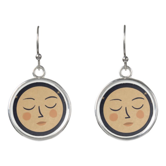Moon cute face earrings (Front)