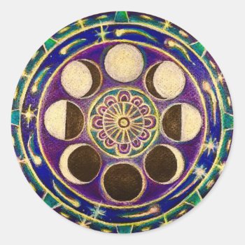 Moon Cycle Mandala Sticker by arteeclectica at Zazzle