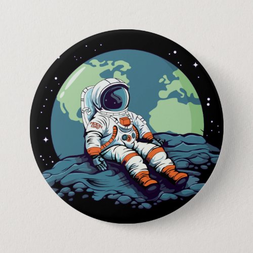 Moon Day Astronaut on the Moon Button
