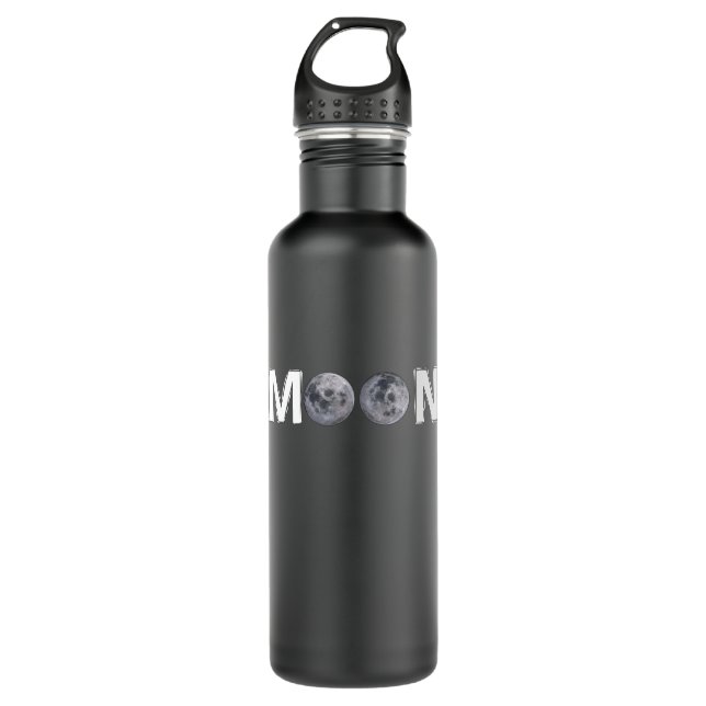 Moon Design with 2 moon instead of double "O" Stainless Steel Water Bottle (Front)