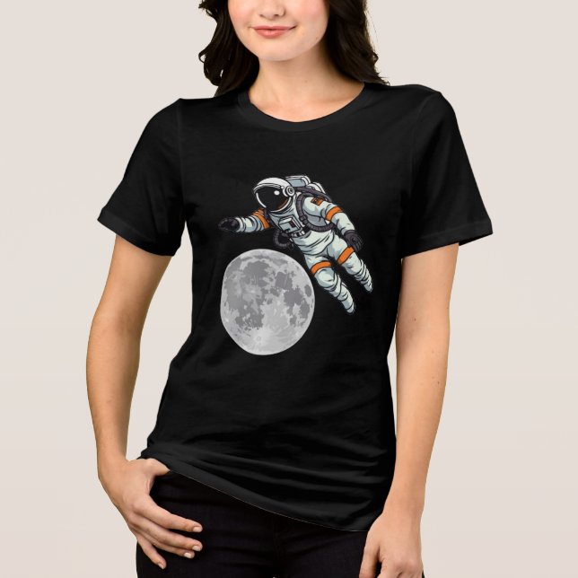 Moon Design with Astronaut | Amazing Space Art  Tri-Blend Shirt (Front)