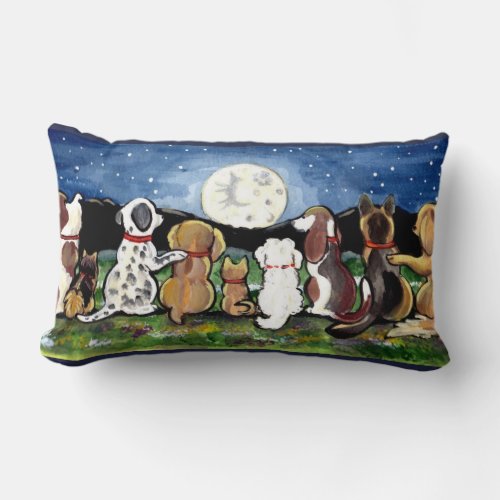 Moon Dogs at Night Designer Pillow Original Art