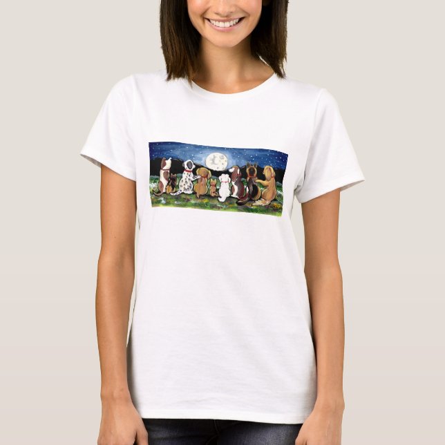 "Moon Dogs" T-Shirt Dog Friends Watching the Moon (Front)