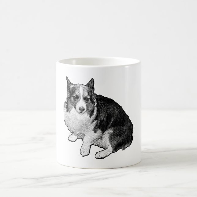 Moon-Dot Corgi Sips Coffee Mug (Center)