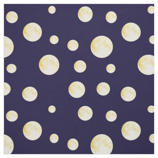 Moon dots, polka dots, dots of moons, Navy Fabric