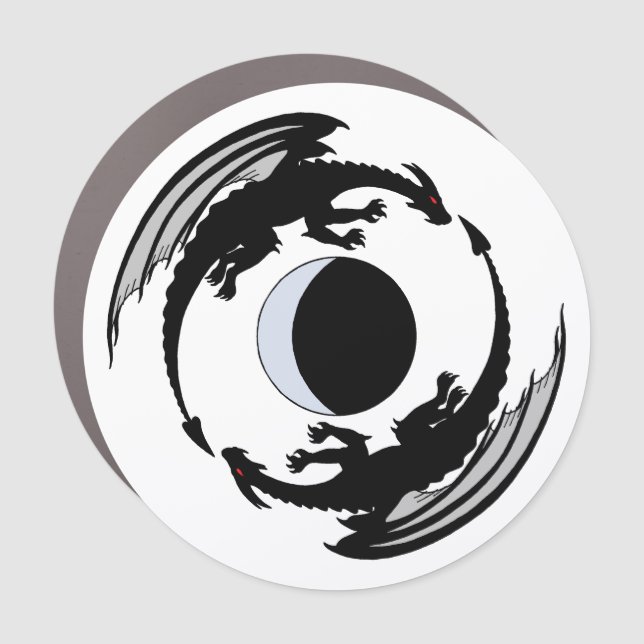 Moon Dragons Fantasy Design Car Magnet (Front)