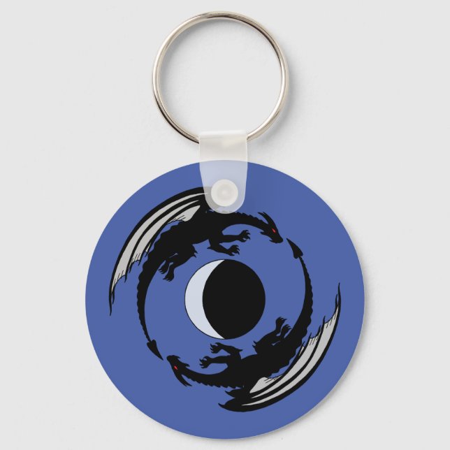 Moon Dragons Fantasy Design Keychain (Front)