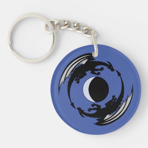 Moon Dragons Fantasy Design Keychain