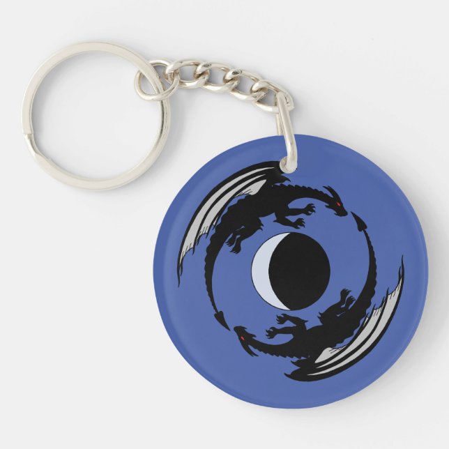Moon Dragons Fantasy Design Keychain (Front)