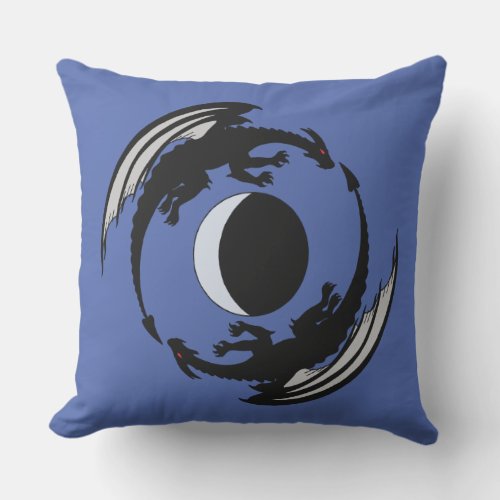 Moon Dragons Fantasy Design Outdoor Pillow