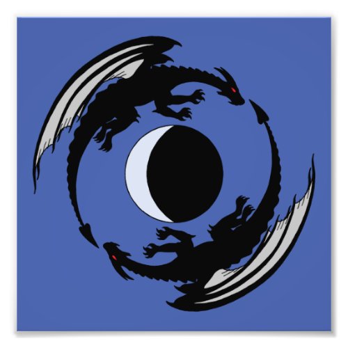 Moon Dragons Fantasy Design Photo Print