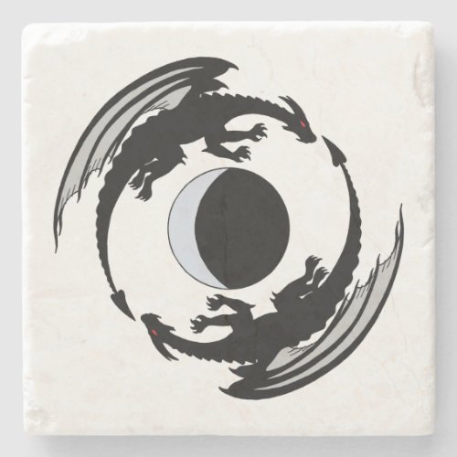 Moon Dragons Fantasy Design Stone Coaster