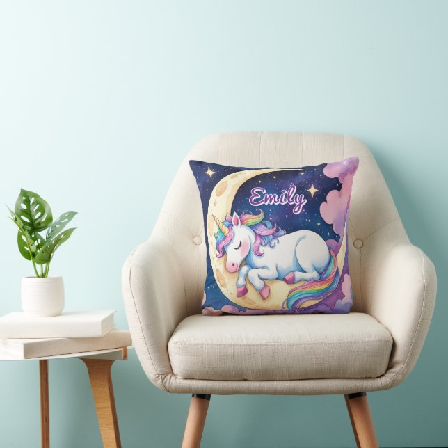 Moon Dream Unicorn Pillow – Editable Name (Chair)