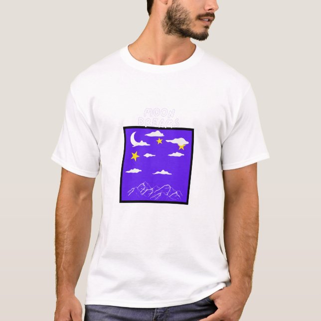 Moon Dreams – Night Sky with Mountains and Stars  T-Shirt (Front)