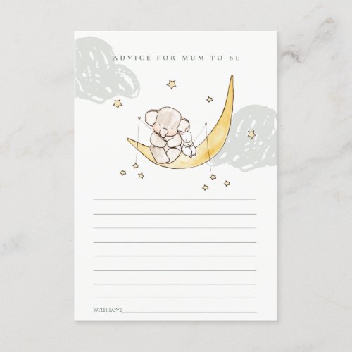 Moon Elephant Bunny Advice for Mum Baby Shower Enclosure Card