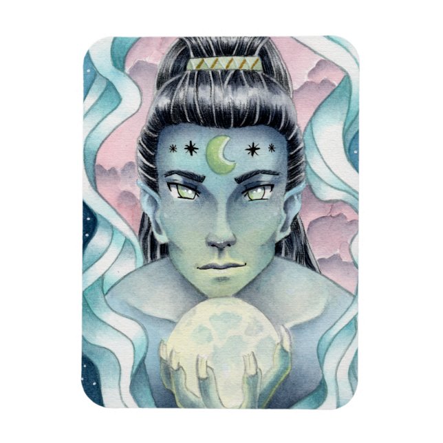 Moon Elf Watercolor Magnet (Vertical)