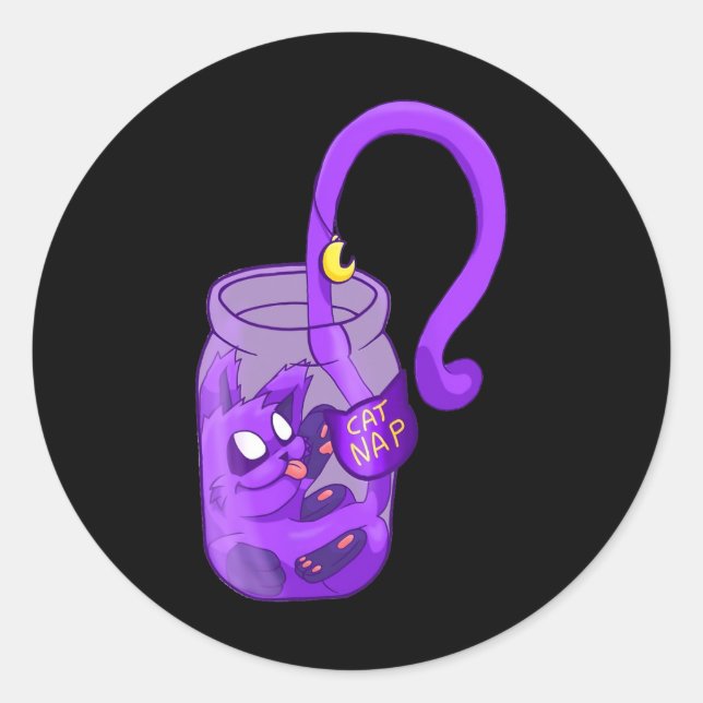 Moon Face Cat Nap - Cute Cat  Classic Round Sticker (Front)