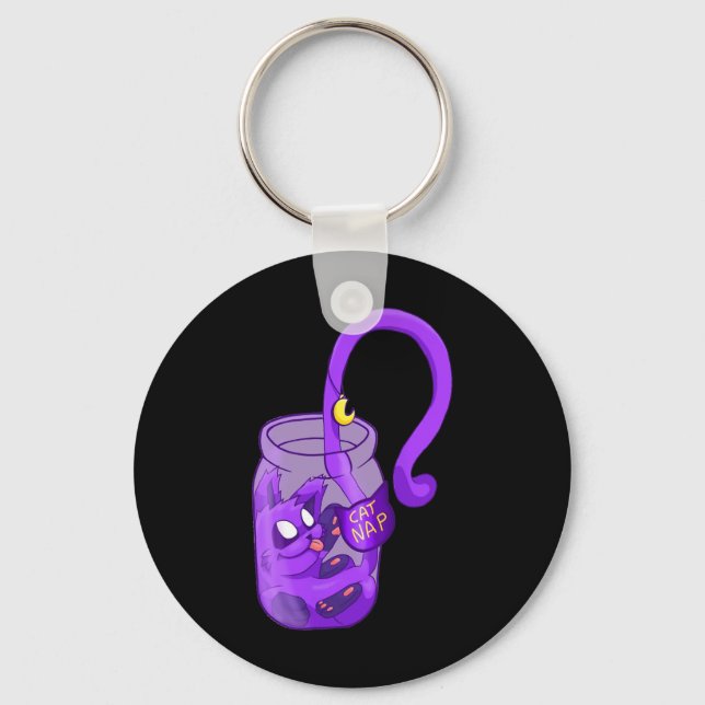 Moon Face Cat Nap - Cute Cat  Keychain (Front)