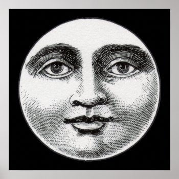 Moon Face Poster by ellesgreetings at Zazzle