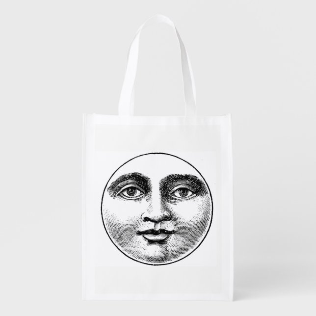 MOON FACE REUSABLE GROCERY BAG (Front)